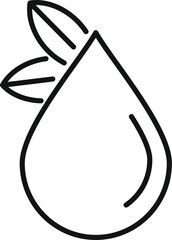 Line art icon of a water drop with leaves representing an eco friendly concept