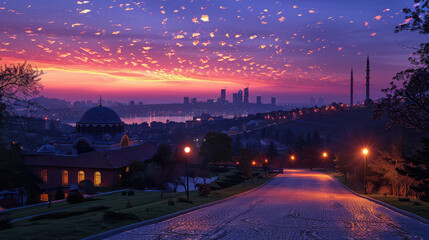 Fototapeta premium Ankara, Turkey city skyline created with Generative AI technology