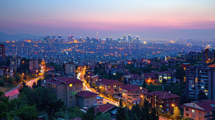 Fototapeta premium Ankara, Turkey city skyline created with Generative AI technology