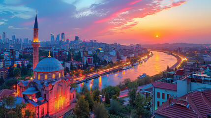 Ankara, Turkey city skyline created with Generative AI technology