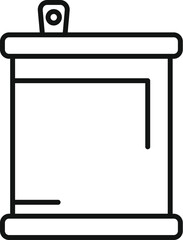 Line art icon of a metal tin can with a key opening, ideal for representing canned food packaging