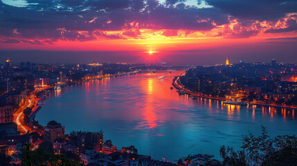 Belgrade, Serbia city skyline created with Generative AI technology