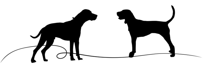 Dog silhouette set of illustration  background line art stlye 