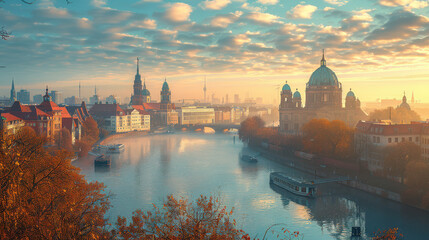 Berlin, Germany city skyline created with Generative AI technology