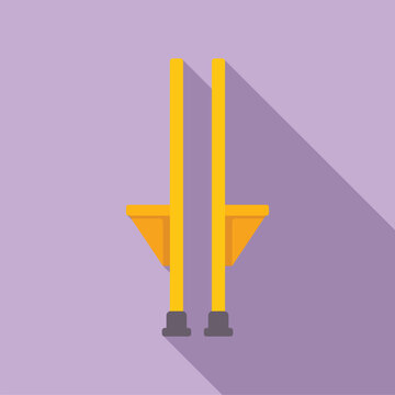 recommend clip art: Illustration of a pair of wooden stilts casting a long shadow on a purple background
