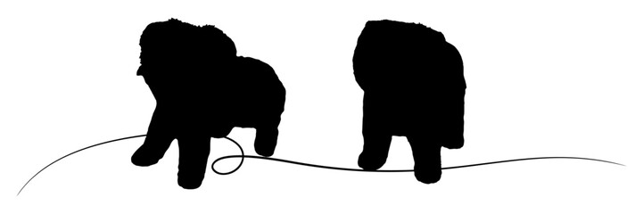 Obraz premium Dog silhouette set of illustration background line art stlye 