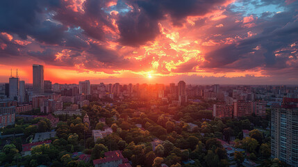Bucharest, Romania city skyline created with Generative AI technology