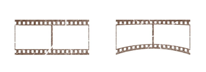 Vintage style 35mm film strip set, retro vintage vector design with two frames on white background. Retro film reel symbol illustration to use in photography, television, cinema, photo frame. 