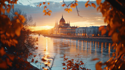 Budapest, Hungary city skyline created with Generative AI technology