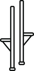 Simple line art icon of a pair of stilts, perfect for representing circus acts or balance