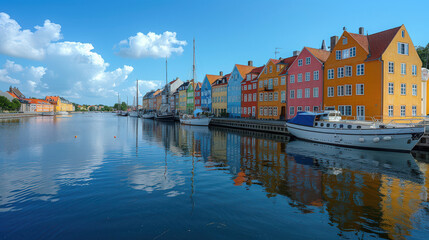 Fototapeta premium Copenhagen, Denmark city skyline created with Generative AI technology