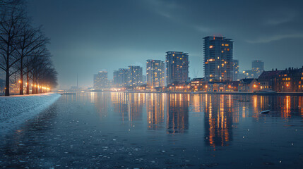 Obraz premium Copenhagen, Denmark city skyline created with Generative AI technology