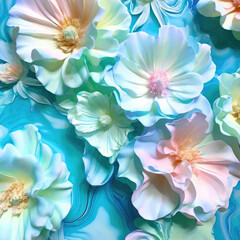 Delicate soft floral pattern with volumetric colorful flowers.