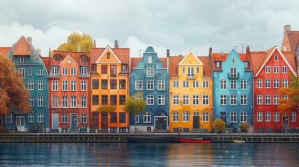 Obraz premium Copenhagen, Denmark city skyline created with Generative AI technology
