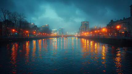 Fototapeta premium Dublin, Ireland city skyline created with Generative AI technology