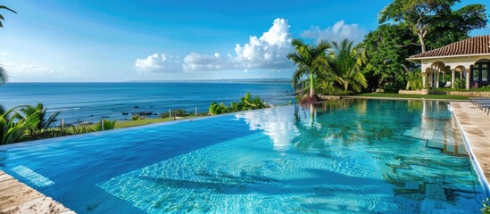 Blue Pool with Water Background.