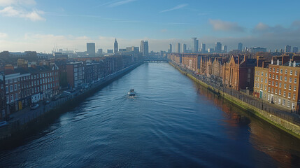 Dublin, Ireland city skyline created with Generative AI technology