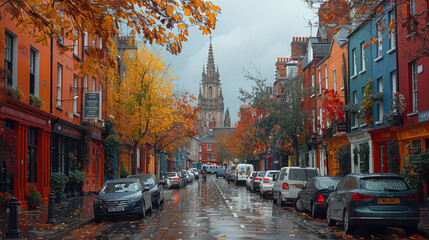 Fototapeta premium Dublin, Ireland city skyline created with Generative AI technology