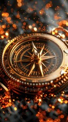 Vintage Compass with Glowing Sparks. Generative ai