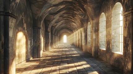 Fototapeta premium Mediaeval Building Interior. European Travel Concept Background