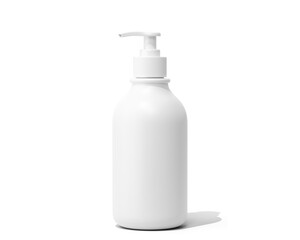 Blank White plastic cosmetic shampoo bottle, lotion pump bottle Packaging Isolated On Transparent Background, Prepared For Mockup, 3D Render.