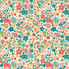 vintage floral pattern, pastel colors, vintage style, on cream background