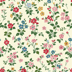 Fototapeta premium vintage floral pattern, pastel colors, vintage style, on cream background