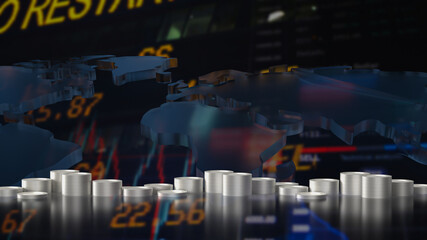 The coins on Chart background for Business concept 3d rendering © niphon
