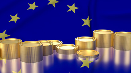 The coins on euro flag background for Business concept 3d rendering © niphon