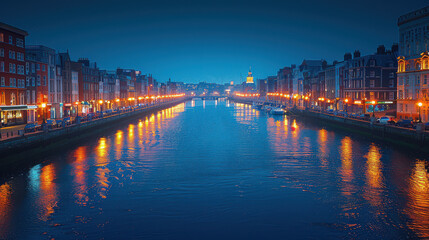 Fototapeta premium Dublin, Ireland city skyline created with Generative AI technology