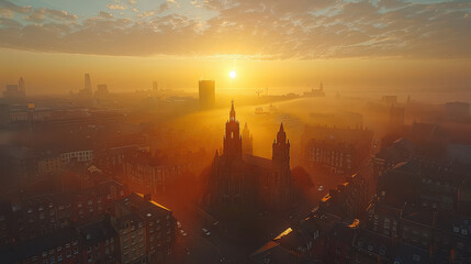 Naklejka premium Dublin, Ireland city skyline created with Generative AI technology