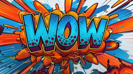 Fototapeta premium Vibrant Comic Style WOW Text Explosion. Generative ai