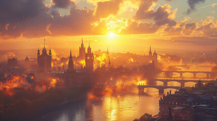 Fototapeta premium Edinburgh, United Kingdom city skyline created with Generative AI technology