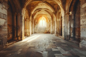 Mediaeval Building Interior. European Travel Concept Background