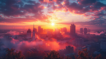 Naklejka premium Helsinki, Finland city skyline created with Generative AI technology