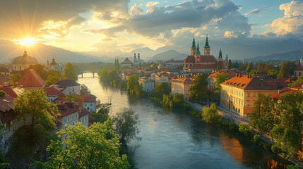 Ljubljana, Slovenia created with Generative AI technology