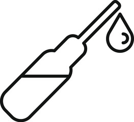 Simple black and white icon of a pipette dropping liquid, perfect for projects related to healthcare, medicine, and pharmaceuticals