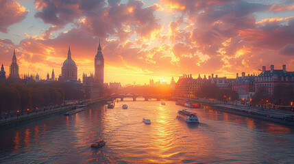 Fototapeta premium London, United Kingdom city skyline created with Generative AI technology