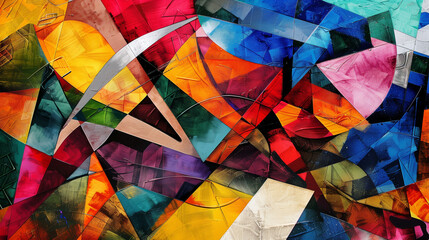 Fototapeta premium chaotic abstract composition with vibrant geometric shapes