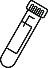 Simple line art icon of a medical test tube, perfect for representing concepts like blood tests, laboratory analysis, and healthcare