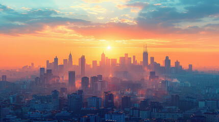 Fototapeta premium Madrid, Spain city skyline created with Generative AI technology