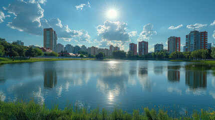 Naklejka premium Minsk, Belarus city skyline created with Generative AI technology