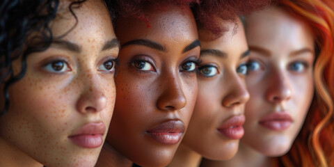 Obraz premium Ethnically Diverse Group of Women with Various Hairstyles