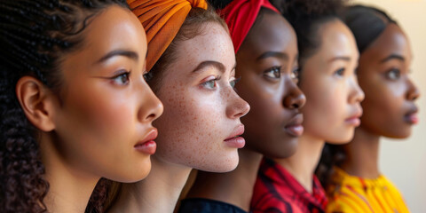 Obraz premium Ethnically Diverse Group of Women with Various Hairstyles