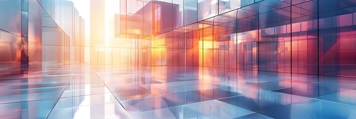 Business Background with Geometric Architectural Forms. Brightly Lit Corporate Environment