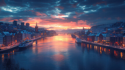 Obraz premium Beautiful travel scene of Oslo, Norway as holiday stock theme created with Generative AI technology