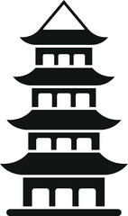 Black silhouette of a multi tiered pagoda, a traditional japanese building, symbolizing cultural heritage and architectural beauty