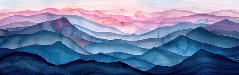 Abstract Watercolor Layers: Waving Ocean Waves Texture Design