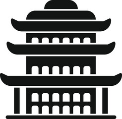 Black silhouette of a multi tiered pagoda, a traditional japanese temple, showcasing elements of asian architecture