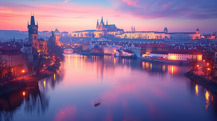 Obraz premium Typical scene Prague, Czech Republic city skyline